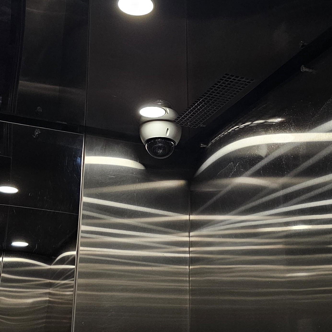 Dahua dome camera professionally installed inside a building lift